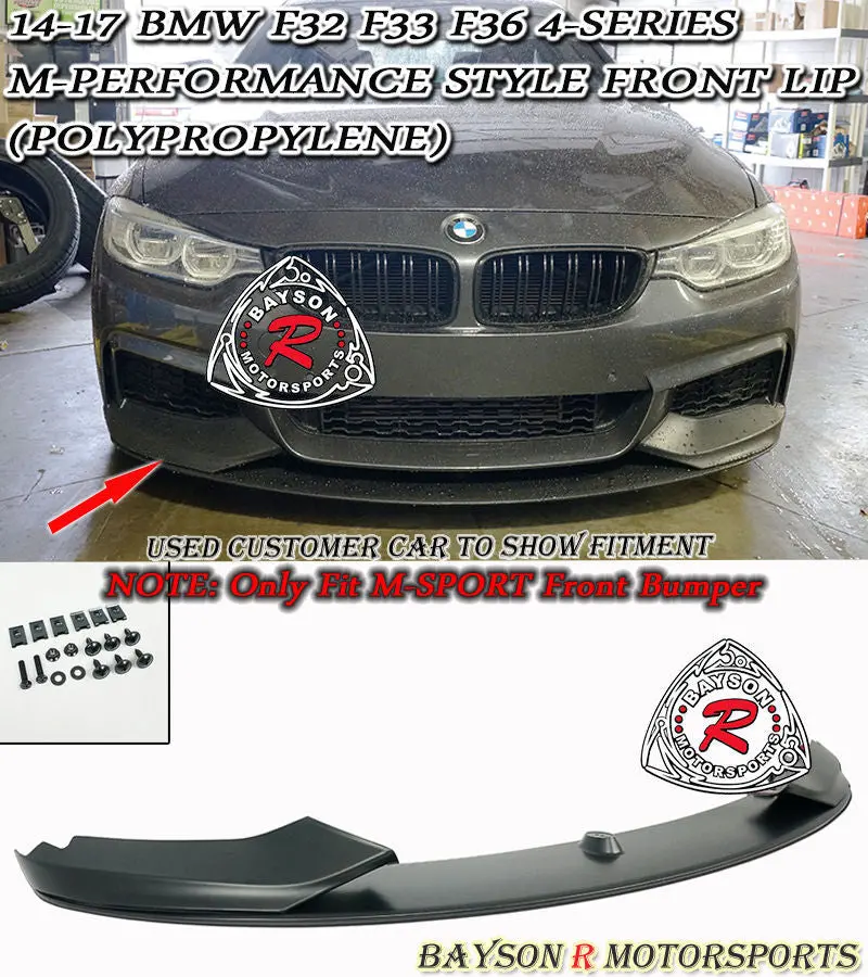 14-17 Bmw F32 F33 F36 4-Series M-Performance Style Front Bumper Lip (Polypropylene) 1