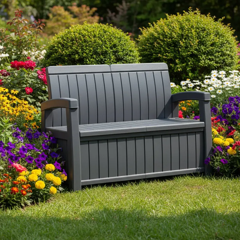 185 L Outdoor Patio Storage Bench – Resin Deck Box Seat (600 Lb Capacity) 1