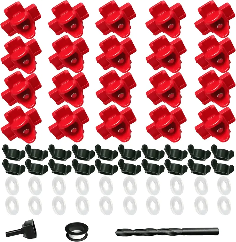 20 Pack Chicken Horizontal Nipple Drinker Kit With Washers, Drill Bit & Ptfe Tape 4501C 1
