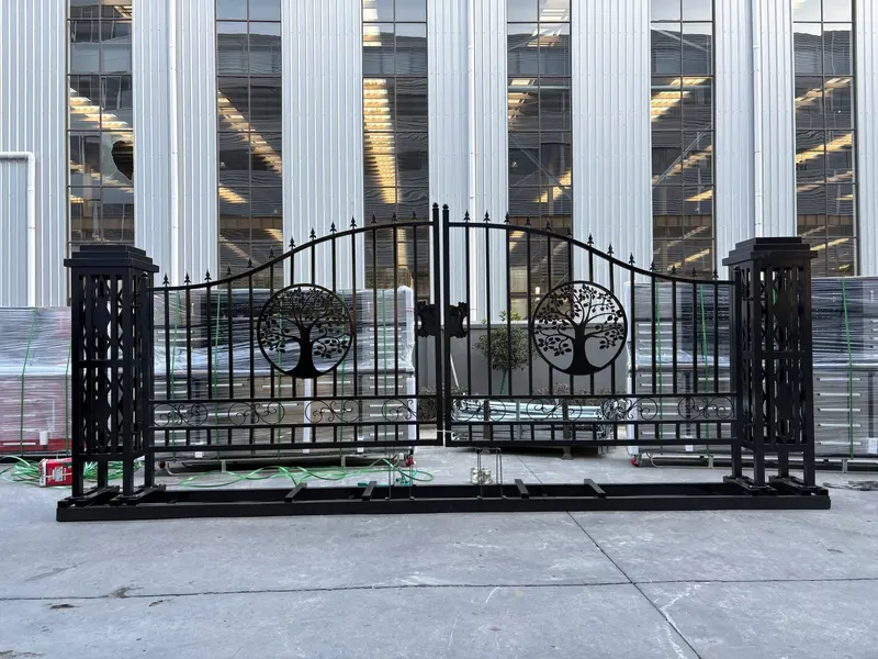 20Ft Metal Farm Gate Kit  Driveway Entry Design Dual-Swing Gate Kit – Tree Of Life Artwork Su24tl 1