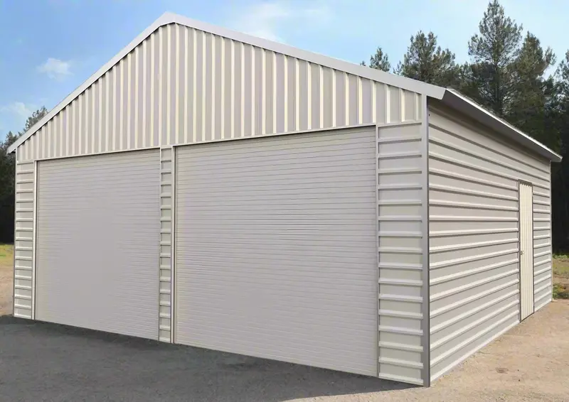 21X19 Ft Double Metal Garage Shed – Optional Roll-Up Doors, Heavy-Duty Storage 1