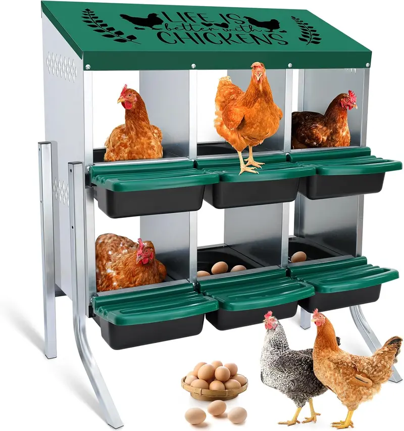 3 Compartment Chicken Nesting Boxes – Roll Away Egg Laying Box For Hens 768421000000 1