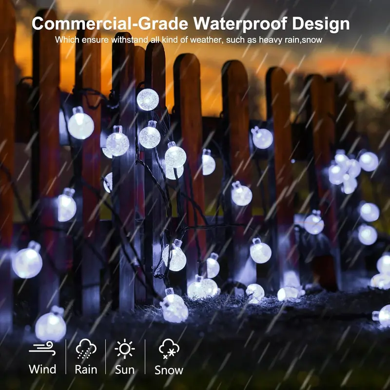 35 Ft Solar Globe String Lights – 60 Led Outdoor Waterproof Patio & Garden Lights (Warm White / Bright White / Rgb) 1