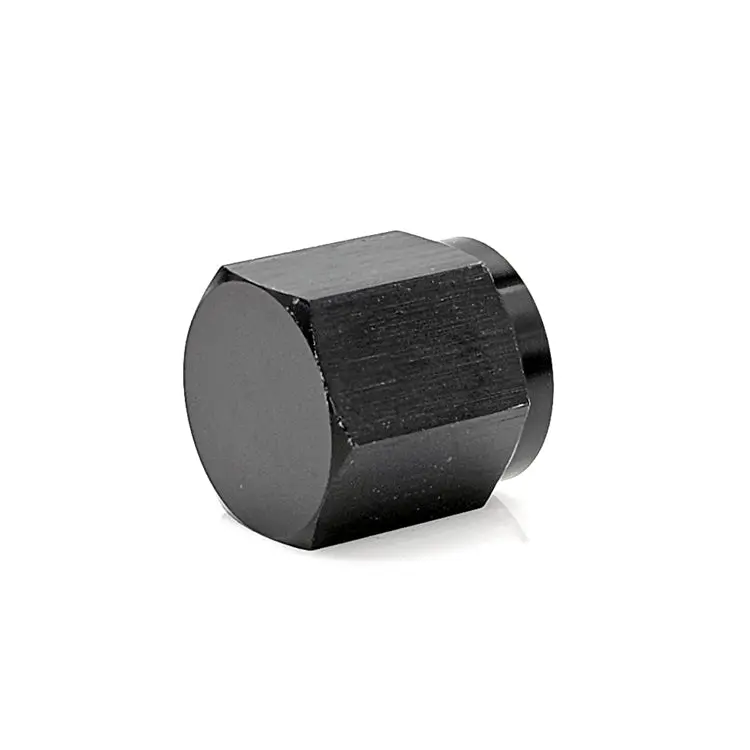 -4An An Flare Cap, 6061 Aluminum, Black Hard Anodized 1