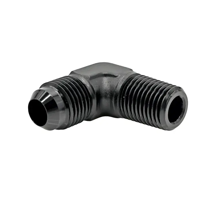 -6An Male An Flare To 1/4" Male Npt 90° Adapter, Black Hard Anodized 1
