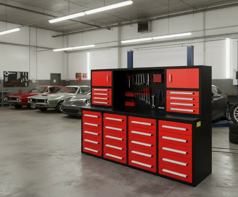 7 Ft Heavy-Duty 28-Drawer Steel Tool Bench Workstation With Locking Drawers 2