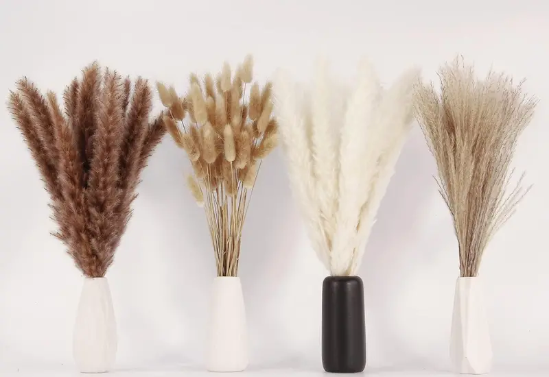 Artificial Pampas Grass Decor, 100-Piece Boho Bunny Tail & Reed Grass Bouquet For Home & Wedding Decor S6206 1