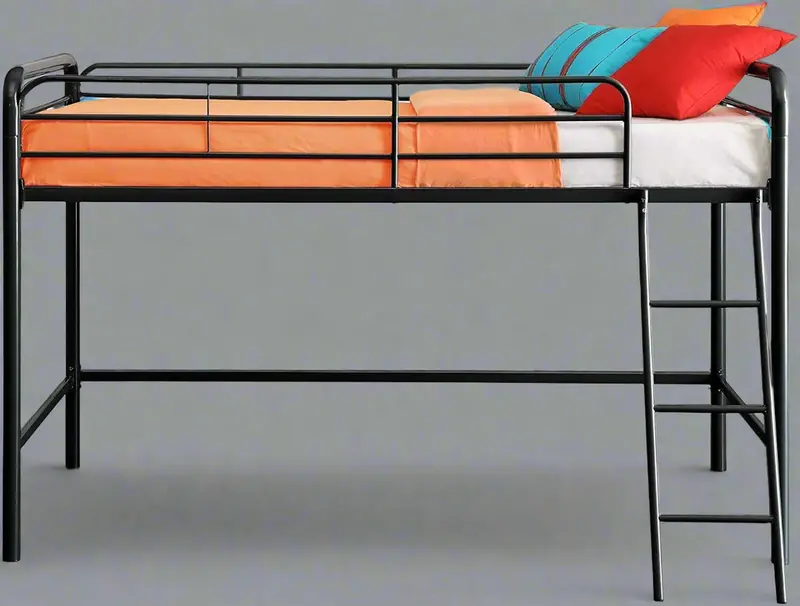 Black Metal Loft Bed Frame With Ladder – Sturdy Space-Saving Design (331811) 1