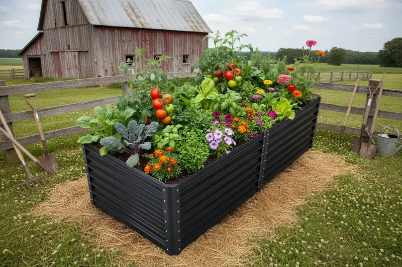 Black Steel Raised Garden Bed – Heavy-Duty Weather-Resistant Outdoor Planter Box 1
