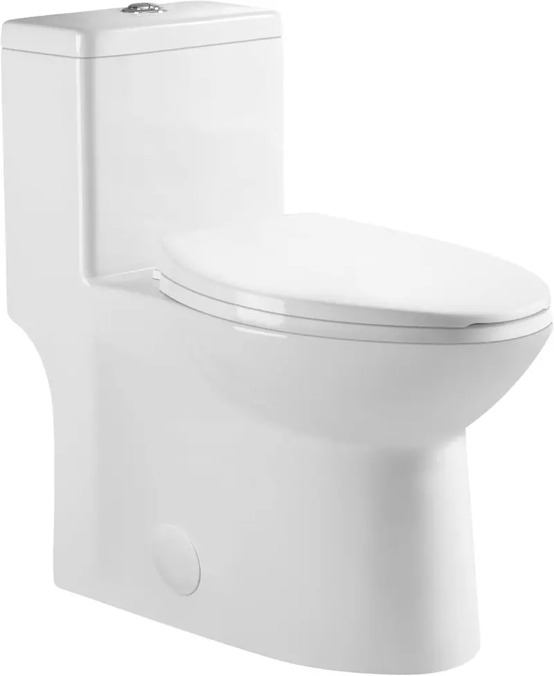 Deervalley Symmetry One Piece Toilet, Dual Flush 1.1/1.6 Gpf Elongated Standard Toilet For Bathroom, Toilets With Comfortable Seat Height (Seat Included) (White) 1