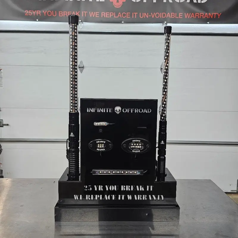 Infinite Offroad | Dealer Rock Light & Whip Counter Display 1