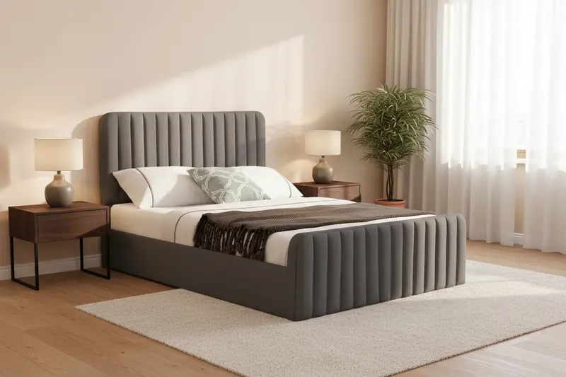 Led Gas Lift Storage Bed With Upholstered Frame & Led Headboard – Queen, Full & King 1