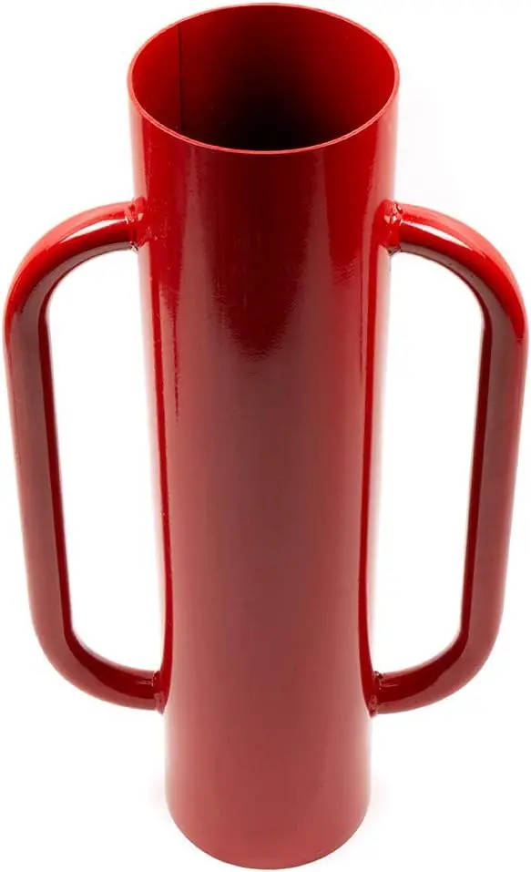Manual Steel Fence Post Driver Pounder – & Heavy-Duty Handles Red Painted 223443 1