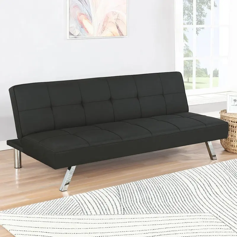 Modern Futon Metal Frame Sofa Bed Sleeper – Convertible Lounger & Bed For Small Spaces 1