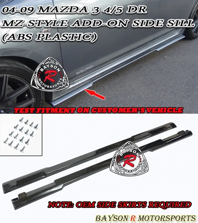 Mz Style Side Skirts For 2004-2009 Mazda 3 1