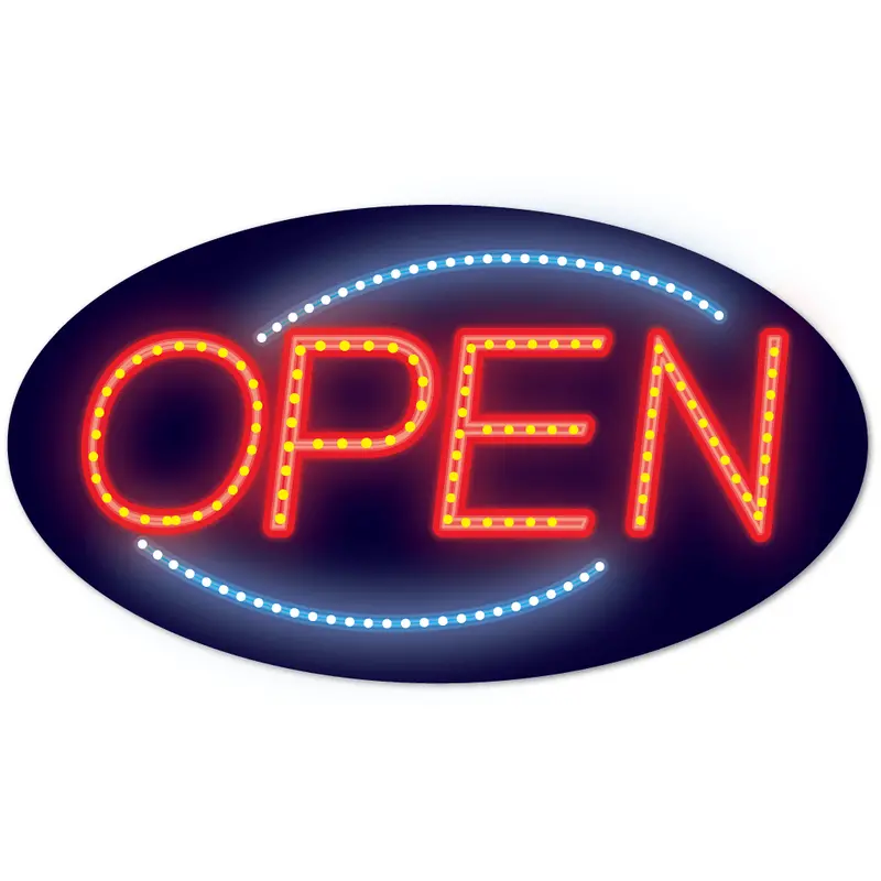 New 23" X 14" Led Neon Open Sign – Red & Blue Lighted Display – Model 225545 1