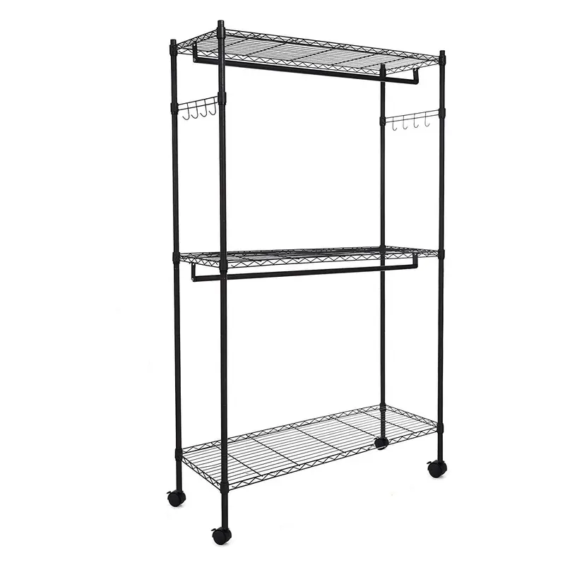 New Portable Closet Organizer Garment Rack With Hanging Shelf – Adjustable Clothes Hanger Storage 7251256 1