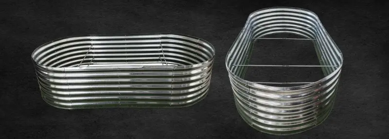 Oval Galvanized Metal Raised Garden Bed Planter For Vegetables, Herbs & Flowers 1