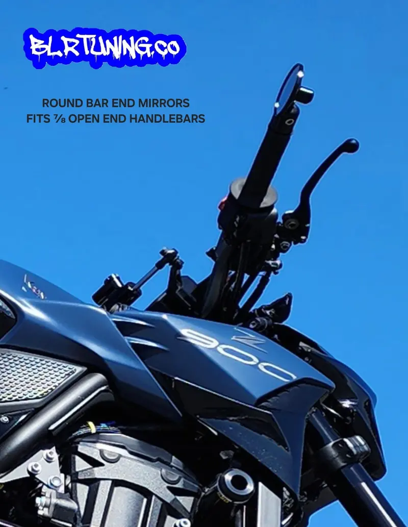 Round Bar End Mirrors Solid Mount Non Folding Universal Fit For 7/8 Open End Motorcycle Handlebars 1
