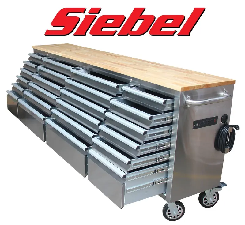 Siebel 8 Ft Stainless Steel 24-Drawer Tool Bench With Power & Usb – Model P9624s 1