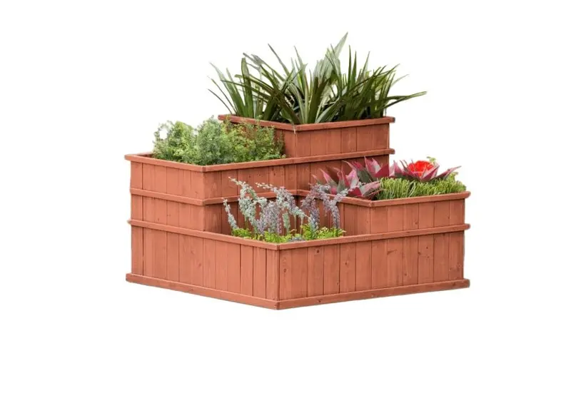 Three-Tier Fir Wood Garden Planter Box – 32″×32″×24″ Raised Flower Bed Mlp3232 1