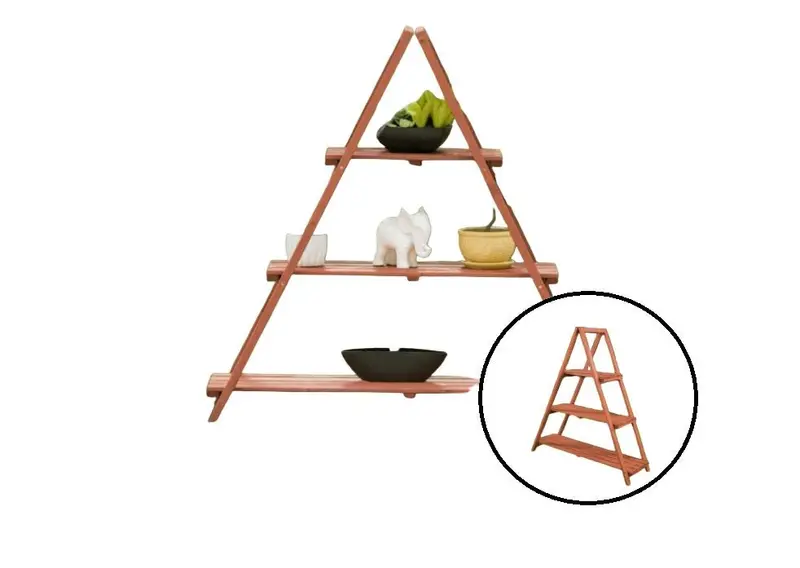 Three-Tier Fir Wood Planter Stand Shelf – Medium Brown Garden Display Rack Psl6871 1
