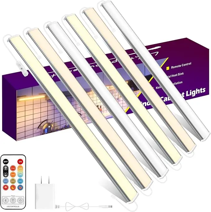 Under Cabinet Lights Plug In Dimmable Multi-Color Led Lighting 6 Pack 12 Inch 1