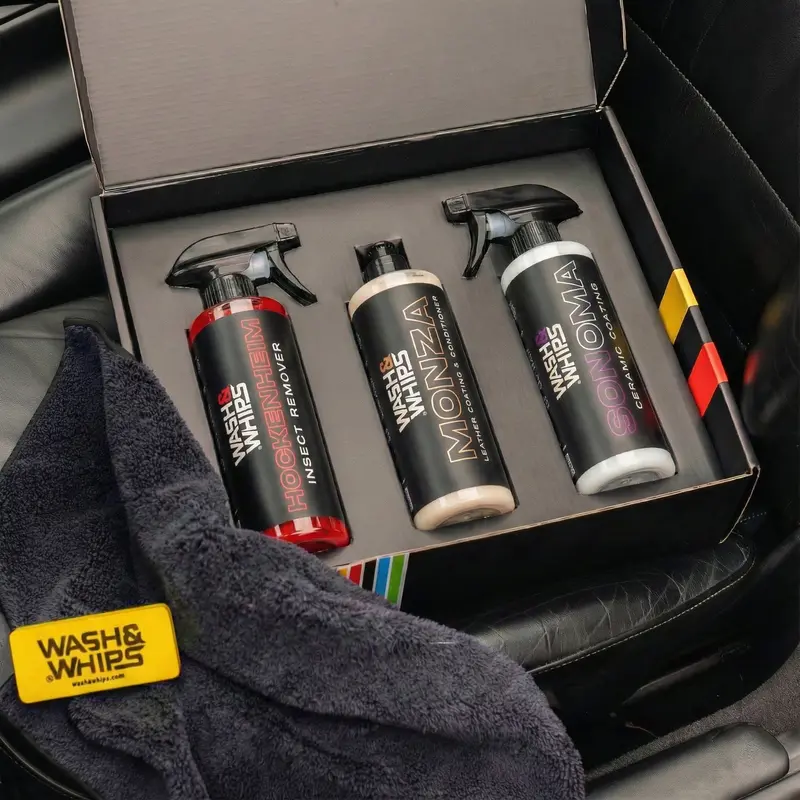 Wash&Whips Motopro Motorcycle Detailing Kit - Bug Remover, Leather Care, Ceramic Spray 1